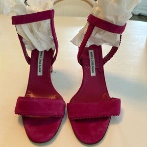Manolo Blahnik hot pink suede Emirena heel